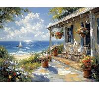 DIY Diamond Painting Kit para Adultos, Patio De La Isla 5D Diamont Art, Pintura Bordado Mosaico Cristal, Adecuado para Niño Principiantes, Decoración Pared Regalo 20x30cm YN7N-193