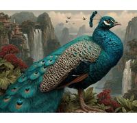 DIY Diamond Painting Kit para Adultos, Pavo Real De Cascada 5D Diamont Art, Pintura Bordado Mosaico Cristal, Adecuado para Niño Principiantes, Decoración Pared Regalo 30x40cm YN7N-597