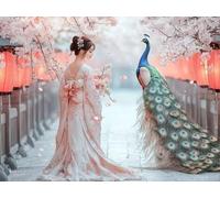 DIY Diamond Painting Kit para Adultos, Pavo Real Femenino 5D Diamont Art, Pintura Bordado Mosaico Cristal, Adecuado para Niño Principiantes, Decoración Pared Regalo 80x100cm YN7N-579