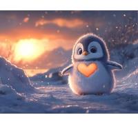 DIY Diamond Painting Kit para Adultos, PingüIno áRtico 5D Diamont Art, Pintura Bordado Mosaico Cristal, Adecuado para Niño Principiantes, Decoración Pared Regalo 80x100cm YN7N-21