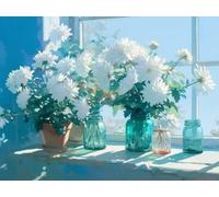 DIY Diamond Painting Kit para Adultos, Planta Magnolia 5D Diamont Art, Pintura Bordado Mosaico Cristal, Adecuado para Niño Principiantes, Decoración Pared Regalo 70x90cm YN7N-887