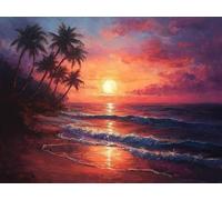 DIY Diamond Painting Kit para Adultos, Playa De Palmeras 5D Diamont Art, Pintura Bordado Mosaico Cristal, Adecuado para Niño Principiantes, Decoración Pared Regalo 90x120cm YN7N-911