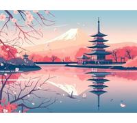 DIY Diamond Painting Kit para Adultos, Templo Del Monte Fuji 5D Diamont Art, Pintura Bordado Mosaico Cristal, Adecuado para Niño Principiantes, Decoración Pared Regalo 60x80cm YN7N-161