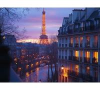 DIY Diamond Painting Kit para Adultos, Vista Nocturna De La Torre De ParíS 5D Diamont Art, Pintura Bordado Mosaico Cristal, Adecuado para Niño Principiantes, Decoración Pared Regalo 70x90cm YN7N-6