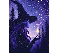 DIY Diamond Painting Kits for Adults, 5D Púrpura bruja Diamond Art Kits, Redonda Full Drill Pintura de Diamante, DIY Beginners Painting by Numbers Cristal Bordado Pinturas, Decor Navideña 40x50cm K506