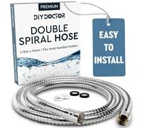 DIY Doctor - Manguera de ducha - Flexo Ducha Universal de 1,75 m x 11 mm, de acero inoxidable, con 4 arandelas, acabado cromado, de cromo - Manguera de Ducha entre 1.75 x 11MM - Cable Ducha2