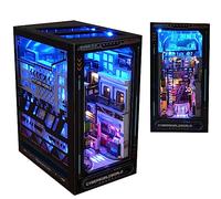 DIY Dollhouse Booknook Estantería de uso decorativo, kit DIY Book Nook, puzzle de madera 3D con iluminación LED, esquina de haya, estantería de madera, soporte para libros, modelismo