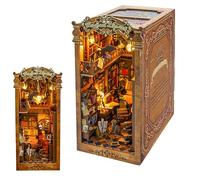 DIY Dollhouse Magical Shop Book Nook Kit, 3D Wooden Book Nook Bookshelf Insert, Creatively Assembled Bookend, Magical Library Home Decor