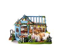 DIY Dollhouse Miniature Kit with Furniture 3D Wooden Miniature House Miniature Dolls House Kit Furniture Cottage Rose Garden Tea House Handmade Building Model Wooden Villa Creative Female Gift