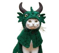 DIY Dragon Cat Hoodie Set, Cute Dragon Cosplay Clothes for Pets, Adjustable Cat Hoodies for Cats,Soft Knit Pet Apparel for Halloween, for Puppy Kitten Small Medium Dogs Cats (Green)