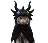 DIY Dragon Cat Hoodie Set, Cute Dragon Cosplay Clothes for Pets, Adjustable Cat Hoodies for Cats,Soft Knit Pet Apparel for Halloween, for Puppy Kitten Small Medium Dogs Cats (Black)