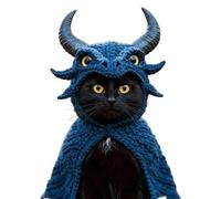 DIY Dragon Cat Hoodie Set, Cute Dragon Cosplay Clothes for Pets, Adjustable Cat Hoodies for Cats,Soft Knit Pet Apparel for Halloween, for Puppy Kitten Small Medium Dogs Cats (Blue)