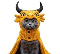 DIY Dragon Cat Hoodie Set, Cute Dragon Cosplay Clothes for Pets, Adjustable Cat Hoodies for Cats,Soft Knit Pet Apparel for Halloween, for Puppy Kitten Small Medium Dogs Cats (Yellow)