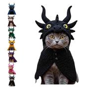 DIY Dragon Cat Hoodie Set, Cute Dragon Cosplay Clothes for Pets, Adjustable with Horns Cute Soft Knit Pet Apparel for Halloween, Stretchy Cotton Knitting Cats Shirts, fors Puppy Kitten Small (#1)