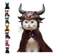 DIY Dragon Cat Hoodie Set, Cute Dragon Cosplay Clothes for Pets, Adjustable with Horns Cute Soft Knit Pet Apparel for Halloween, Stretchy Cotton Knitting Cats Shirts, fors Puppy Kitten Small (#6)
