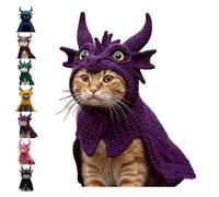 DIY Dragon Cat Hoodie Set, Cute Dragon Cosplay Clothes for Pets, Adjustable with Horns Cute Soft Knit Pet Apparel for Halloween, Stretchy Cotton Knitting Cats Shirts, fors Puppy Kitten Small (#3)