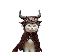 DIY Dragon Cat Hoodie Set, Cute Dragon Cosplay Clothes for Pets, Cute Cosplay Costume for Cats & Small Dogs, Soft Knit Pet Apparel for Halloween, Christmas, Party, Puppy & Kitten Outfit (Brown)