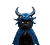 DIY Dragon Cat Hoodie Set, Cute Dragon Cosplay Clothes for Pets, Cute Cosplay Costume for Cats & Small Dogs, Soft Knit Pet Apparel for Halloween, Christmas, Party, Puppy & Kitten Outfit (Blue)