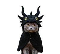 DIY Dragon Cat Hoodie Set, Cute Dragon Cosplay Clothes for Pets, Cute Cosplay Costume for Cats & Small Dogs, Soft Knit Pet Apparel for Halloween, Christmas, Party, Puppy & Kitten Outfit (Black)