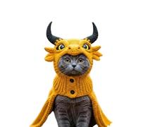 DIY Dragon Cat Hoodie Set, Cute Dragon Cosplay Clothes for Pets, Cute Cosplay Costume for Cats & Small Dogs, Soft Knit Pet Apparel for Halloween, Christmas, Party, Puppy & Kitten Outfit (Yellow)