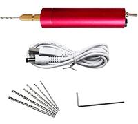 DIY Drilling Electric Tool - Light Power Electric Mini Hand Drill Set, 0.7-1.2mm Micro Aluminum Portable Handheld Drill Set for Trimming, Cutting, Drilling, Engraving and Polishing ( Color : Red )