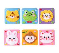 DIY Embroidery Doll Set, Townscloud DIY Embroidery Doll Set, Cartoon Animal Sewing Craft Kit, Sewing Kit for Kids, Creative Felt Animals Craft Kit Embroidery Stitching with Stickers (6Pcs-B)