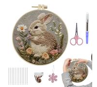 Diy Embroidery Kit - Bunny Spring Craft Set, Needle Thread Crafting Kits, Easter Decoration | Suitable For Beginners Adults Kids Girls Women Family Home Dorm Travel Holiday Creative Stitching Learning