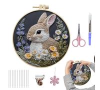 Diy Embroidery Kit - Bunny Spring Craft Set, Needle Thread Crafting Kits, Easter Decoration | Suitable For Beginners Adults Kids Girls Women Family Home Dorm Travel Holiday Creative Stitching Learning