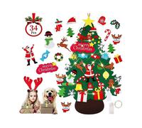 Diy Felt Christmas Tree, 3.5 Ft Tree for Children, with 34 Pcs Detachable Ornaments & 50 Lights, Kits Decorations Xmas Gifts New Year Party Supplies