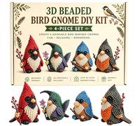 DIY Gnome Beading Kit, Tiny 3D Beaded Gnome DIY Set, With Colorful Beads And Instructions, 4 Cute Designs, 3D Gnomes Beadwork Set For Beginners & Craft Enthusiasts, Ideal Present For Craft Lovers