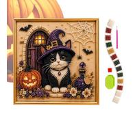 DIY Halloween Pearl Painting Kit DIY 3D Cute Cat Pumpkin Wall Decoration