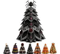 DIY Halloween Quilted Fabric Tree Kit,3D Layered Padded Sewing Craft Project,Black Cat Pumpkin Witch Design Halloween Seasonal Mantel Shelf Decor,Handmade Holiday Gift for Crafters