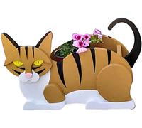 DIY Hand Drawn Cat Dog Planter Plant Pots, Animal Bonsai Holder, Easy to Install Cute Pet Puppy Dogs Flower Pot for Indoor Outdoor Decoration(Orange Cat)