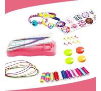 DIY Hand Rope Braider Set, Bracelets Rope Weaver Kit Bracelet Maker Set, Stretchy Hand Rope Bracelet Maker Set, Colorful Jewelry String Maker Kit, Adjustable Handmade Bracelets for Girls (B-Pink)