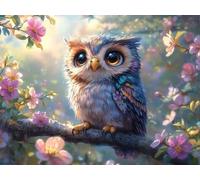 DIY Kit de Cuadrado Pintura de Diamantes, BúHo De Rama, 5D Mosaico Bordado Arte de Diamantes, Adecuado para Adultos y Niños, Decoración de Paredes de Dormitorio, Regalos Femeninos 30x40cm YY7N-690