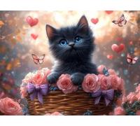 DIY Kit de Cuadrado Pintura de Diamantes, Butterfly Cat, 5D Mosaico Bordado Arte de Diamantes, Adecuado para Adultos y Niños, Decoración de Paredes de Dormitorio, Regalos Femeninos 50x60cm YY7N-274