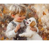 DIY Kit de Cuadrado Pintura de Diamantes, Chico Cachorro, 5D Mosaico Bordado Arte de Diamantes, Adecuado para Adultos y Niños, Decoración de Paredes de Dormitorio, Regalos Femeninos 60x80cm YY7N-775