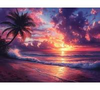 DIY Kit de Cuadrado Pintura de Diamantes, Cocotero De Olas, 5D Mosaico Bordado Arte de Diamantes, Adecuado para Adultos y Niños, Decoración de Paredes de Dormitorio, Regalos Femeninos 30x40cm YY7N-195