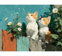 DIY Kit de Cuadrado Pintura de Diamantes, Gato Vallado, 5D Mosaico Bordado Arte de Diamantes, Adecuado para Adultos y Niños, Decoración de Paredes de Dormitorio, Regalos Femeninos 60x80cm YY7N-747