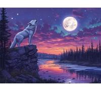 DIY Kit de Cuadrado Pintura de Diamantes, Lobo Estrellado, 5D Mosaico Bordado Arte de Diamantes, Adecuado para Adultos y Niños, Decoración de Paredes de Dormitorio, Regalos Femeninos 50x60cm YY7N-783