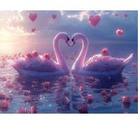 DIY Kit de Cuadrado Pintura de Diamantes, Loto De Cisne, 5D Mosaico Bordado Arte de Diamantes, Adecuado para Adultos y Niños, Decoración de Paredes de Dormitorio, Regalos Femeninos 60x80cm YY7N-717