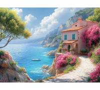 DIY Kit de Cuadrado Pintura de Diamantes, Paisaje Costero, 5D Mosaico Bordado Arte de Diamantes, Adecuado para Adultos y Niños, Decoración de Paredes de Dormitorio, Regalos Femeninos 90x120cm YY7N-187