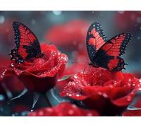 DIY Kit de Cuadrado Pintura de Diamantes, Rosa Roja, 5D Mosaico Bordado Arte de Diamantes, Adecuado para Adultos y Niños, Decoración de Paredes de Dormitorio, Regalos Femeninos 60x80cm YY7N-241