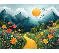 DIY Kit de Cuadrado Pintura de Diamantes, Sunflower Road, 5D Mosaico Bordado Arte de Diamantes, Adecuado para Adultos y Niños, Decoración de Paredes de Dormitorio, Regalos Femeninos 80x100cm YY7N-705