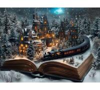 DIY Kit de Cuadrado Pintura de Diamantes, Tren FantáStico, 5D Mosaico Bordado Arte de Diamantes, Adecuado para Adultos y Niños, Decoración de Paredes de Dormitorio, Regalos Femeninos 20x30cm YY7N-599