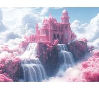 DIY Kit de Cuadrado Pintura de Diamantes, Villa Rosa, 5D Mosaico Bordado Arte de Diamantes, Adecuado para Adultos y Niños, Decoración de Paredes de Dormitorio, Regalos Femeninos 70x90cm YY7N-137