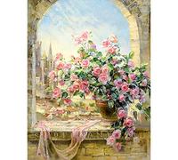 DIY Kit de Pintura de Diamante 5D para Adultos Niños,Castillo de flores Diamond Painting Taladro Completo grande Bordado punto de cruz Cristal Artística decor de la pared del hogar Round Drill 50x60cm