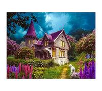 DIY Kit de Pintura de Diamante 5D para Adultos Niños,Lavanda de la cabaña Diamond Painting Taladro Completo grande Bordado punto de cruz Artística decor de la pared del hogar Square Drill 80x100cm