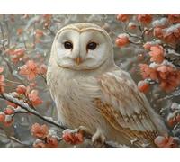 DIY Kit de Pintura de Diamantes, BúHo De Flores De MelocotóN, 5D Mosaico Bordado Arte de Diamantes, Adecuado Adultos y Niños, Decoración Paredes Dormitorio, Regalos Femeninos 60x80cm YY7N-708