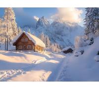 DIY Kit de Pintura de Diamantes, CabañA De Madera De MontañA Nevada, 5D Mosaico Bordado Arte de Diamantes, Adecuado Adultos y Niños, Decoración Paredes Dormitorio, Regalos Femeninos 30x40cm YY7N-817